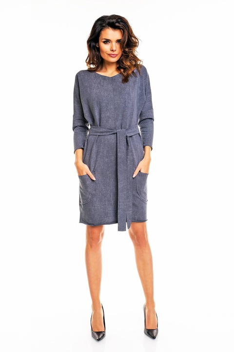 Rochie A133, Awama, Bumbac/Spandex, Grafit