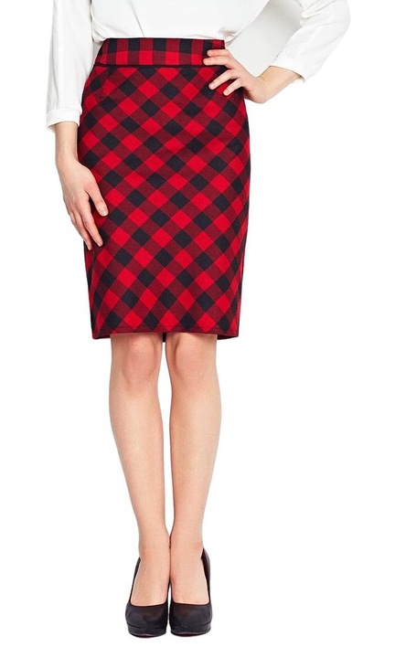 Fusta dama, Awama, Poliester/Viscoza, Rosu/Negru