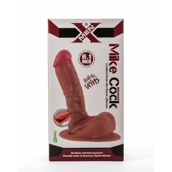 Дилдо 53X X-Men Mike 6.1" Cock Tan, Кафяв, 15.5 см