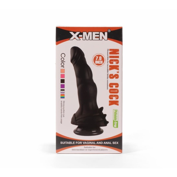 Műpénisz 53X x-men Nick's 7" Cock Black 17,8 cm