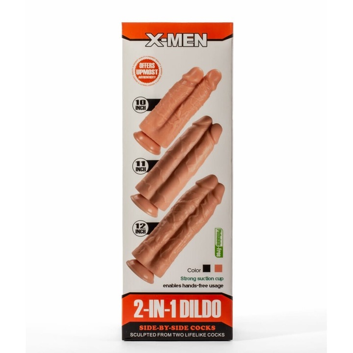 Műpénisz 53X X-Men 11" 2 az 1-ben Műpénisz 28 cm