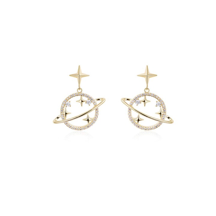 Bolygófüggő fülbevaló, csillag fülbevaló, szaturnusz strassz fülbevaló, hosszú női fülbevaló