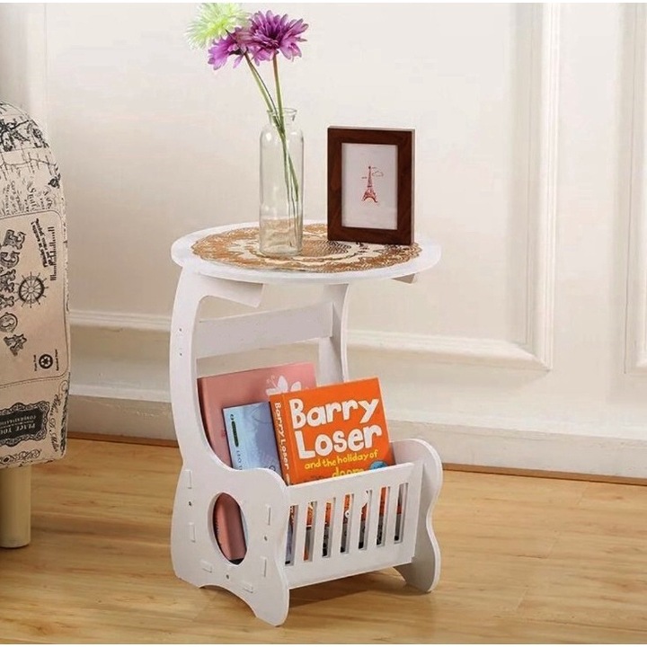 Masuta rotunda pentru cafea cu spatiu de depozitare, Masuta de cafea, 26*46*36 cm