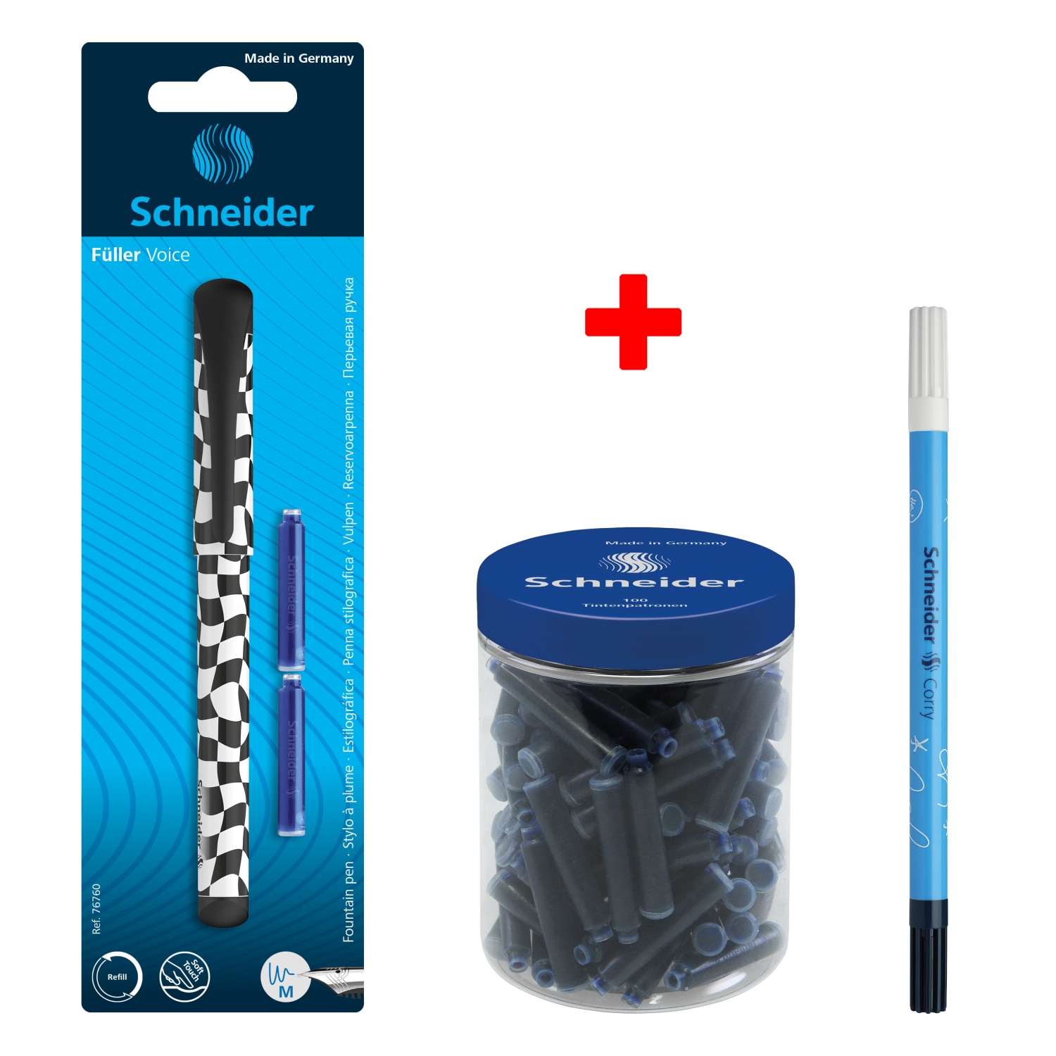 Pachet Blister Stilou Schneider Voice gri + Patron stilou Schneider 100/borcan + Pic Carioca Schneider Corry