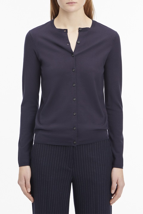CALVIN KLEIN, Cardigan cu decolteu la baza gatului, Bleumarin, S