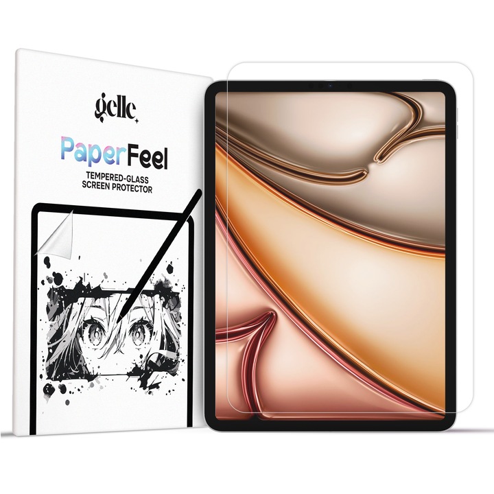 Стъклено фолио Gelle с текстура на хартия, съвместимо с Apple iPad Air 11" (2024), идеално за рисуване/писане, матово, антирефлексно