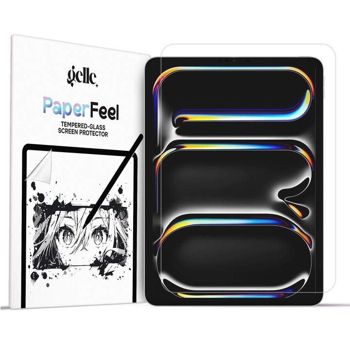 Стъклено фолио Gelle с текстура на хартия, съвместимо с Apple iPad Pro 11" (2024), идеално за рисуване/писане, матово, антирефлексно