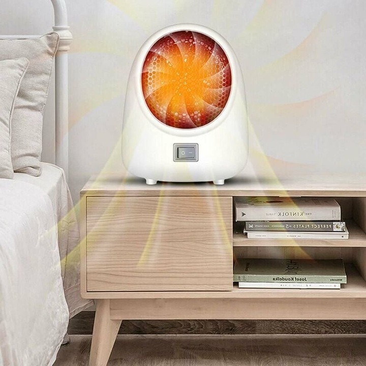 Ventilátoros fűtőtest, 400 W, fehér, gyors felmelegedés, túlmelegedés és borulásvédelem