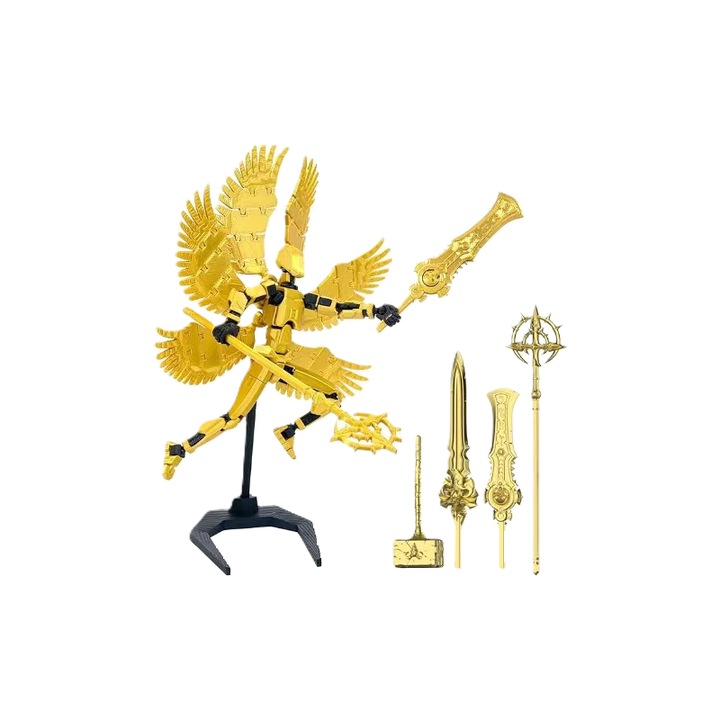 Артикулирана фигурка тип Титан 13 - Свети ангели, пластмаса, Сглобена, 3D принтирана, 13.7x4.5x2cm, златиста