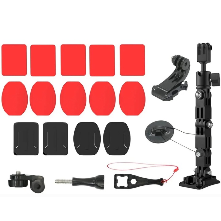 Усъвършенствана система за закрепване на камерата GoPro Hero 13, DJI Action 5 Pro към каската на мотоциклета, Surewo, Черен