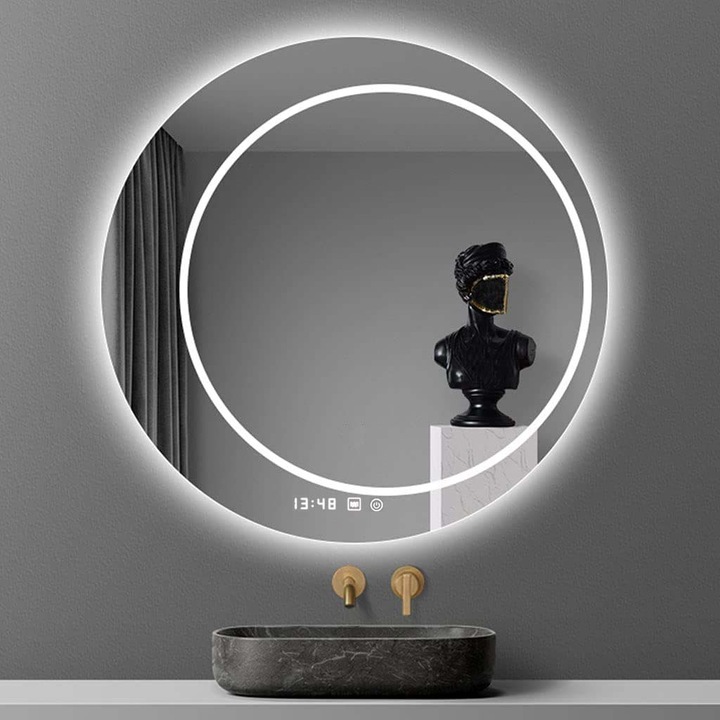 Oglinda Baie LED Touch July Sistem Dezaburire Ceas Temperatura 60x60 cm