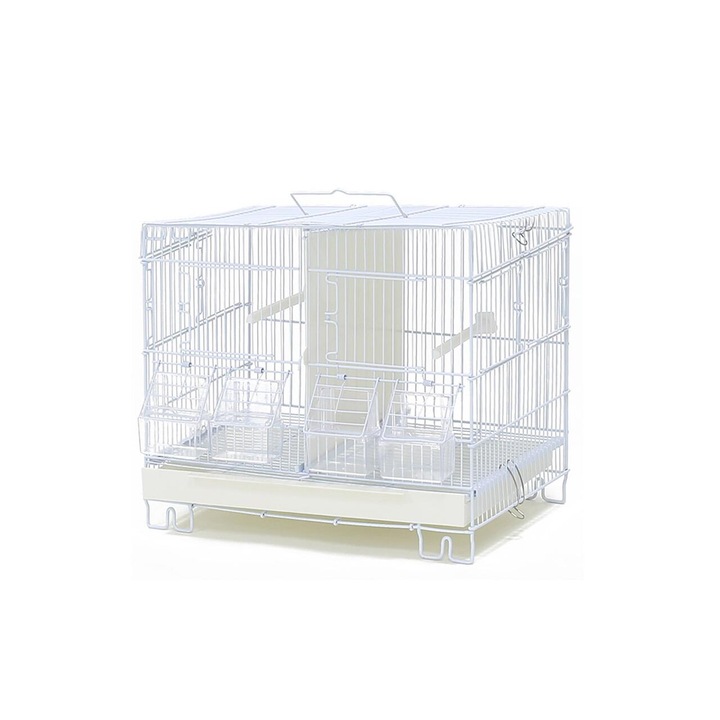 Colivie pentru pasari, AMC, papagal, gratii metalice, alb, 39x26x34 cm