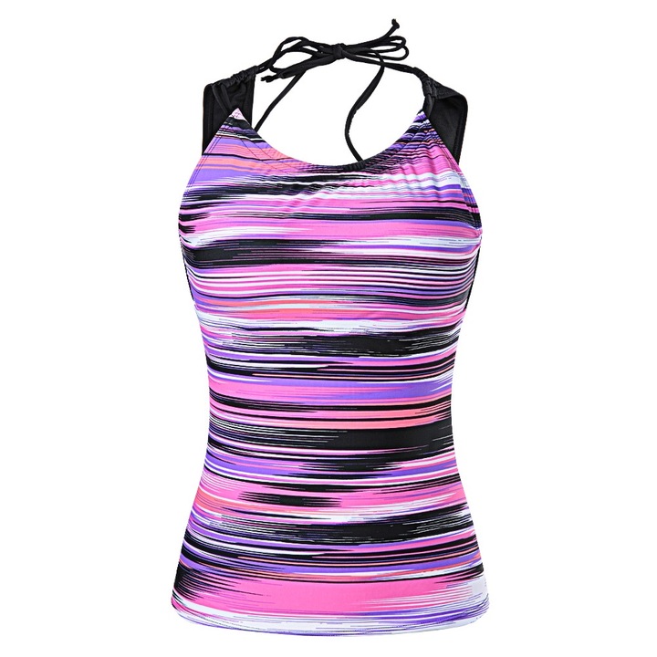 Top de surfing Enforose, cu imprimeu, nylon/spandex, mov/negru, S INTL