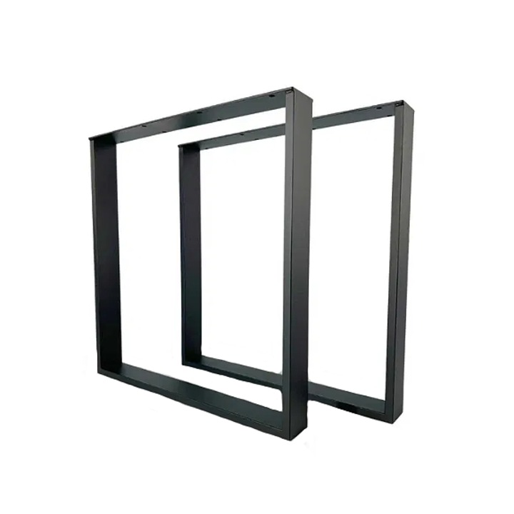 Picioare metalice masa, negre, set 2 picioare masa metal, mobilier, finisate, vopsite, forma dreptunghiulara, negru mat, 60 x 72 x 8 cm, buz