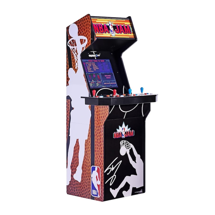 Вертикална конзола 3 игри ARCADE1UP, NBA Jam: Shaq Edition, H 170 cm, 19 инчов цветен дисплей, Marquee осветление, външен високоговорител, регулируема сила на звука, защита срещу преобръщане, аркадни контроли с реално усещане, многоцветни