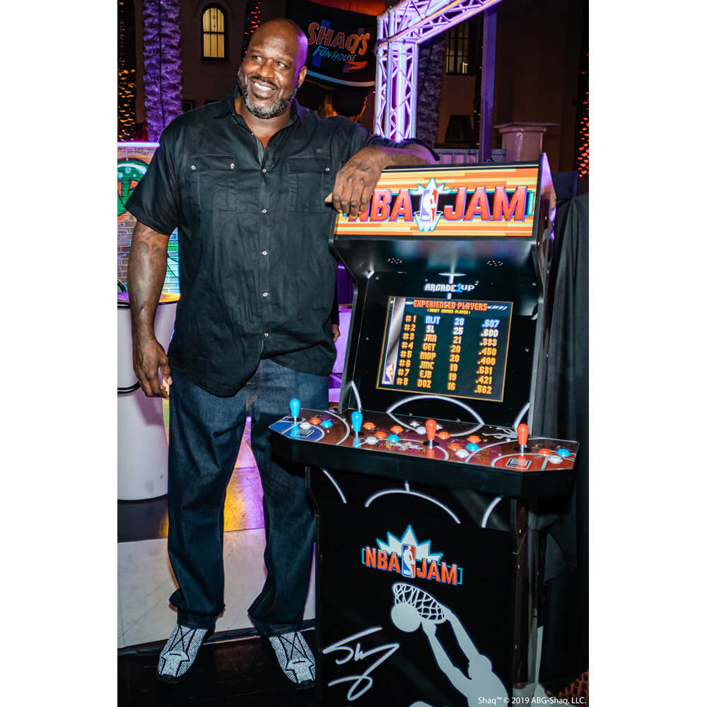 Consola verticala 3 jocuri ARCADE1UP, NBA Jam: Shaq Edition, H 170 cm, display color 19 inch, iluminare Marquee, difuzor extern, volum ajustabil, protectie anti-rasturnare, comenzi arcade real-feel, multicolor
