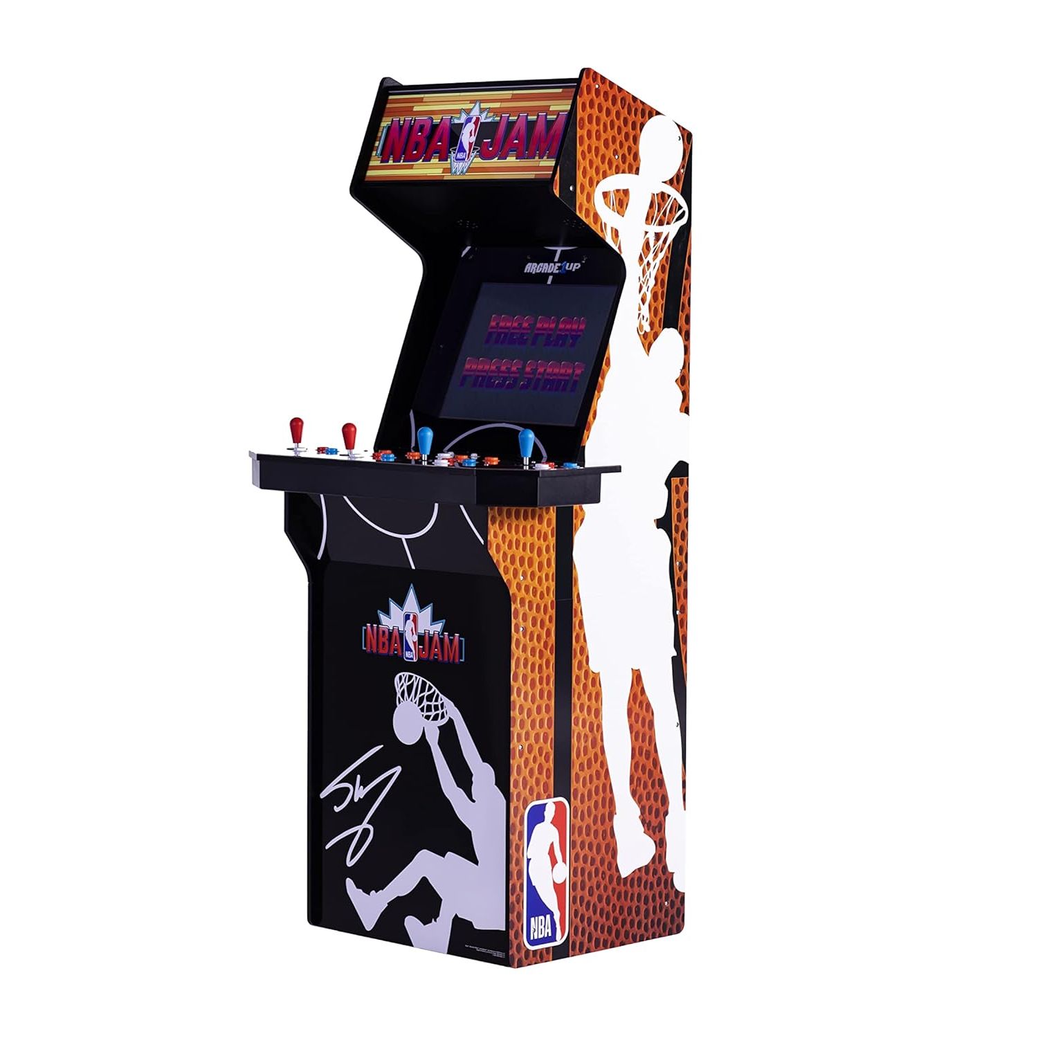 Consola verticala 3 jocuri ARCADE1UP, NBA Jam: Shaq Edition, H 170 cm, display color 19 inch, iluminare Marquee, difuzor extern, volum ajustabil, protectie anti-rasturnare, comenzi arcade real-feel, multicolor