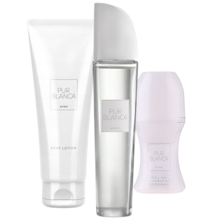 Pur Blanca készlet, 3 termék - Eau de toilette 50 ml, Testápoló 125 ml és Roll-on 50 ml, Avon, 225 ml