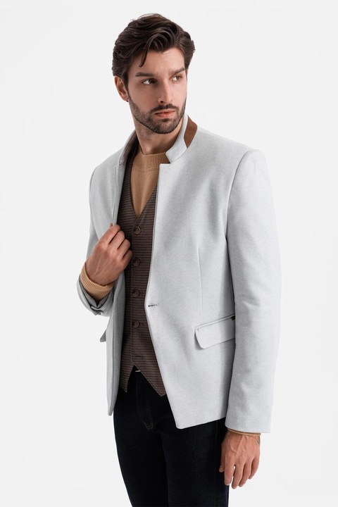 OMBRE, Sacou cu buzunare cu clapa, Gri deschis melange