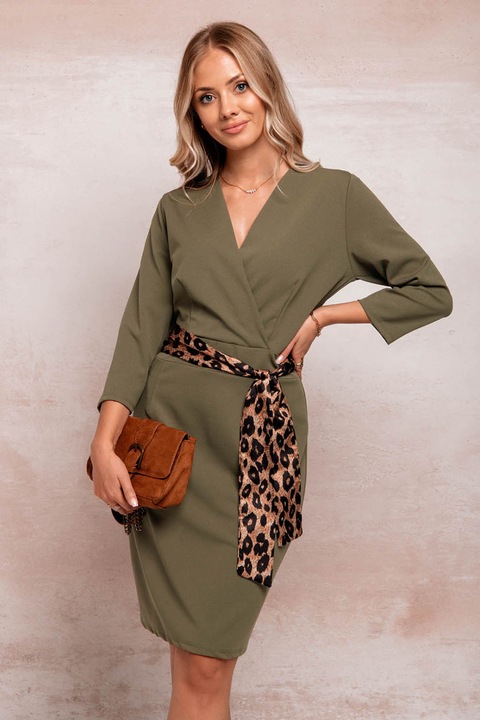 EDOTI, Rochie cu decolteu cache coeur, Kaki, One Size