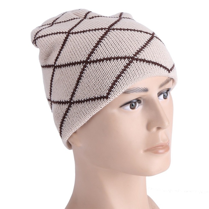 Szabadtéri, elegáns, férfi, női, kötött sapka, bő sapka, sapka, tél, ősz, bézs