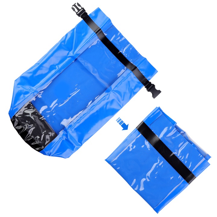 Vízálló hátizsák, Jormftte, 10L, könnyű, kompakt, fekete/kék színű