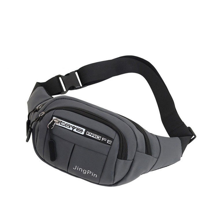 Férfi deréktáska, szabadidős, kültéri sport, mellkasi táska, szürke