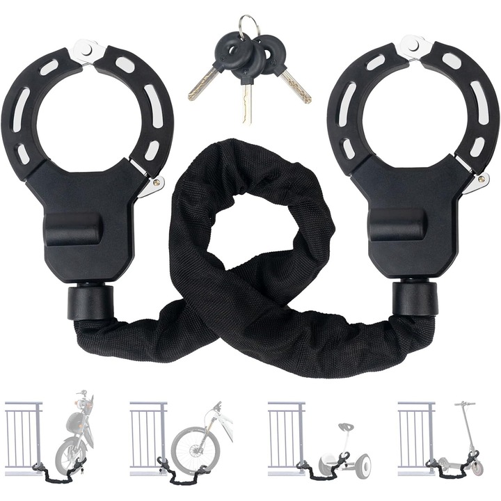 Antifurt tip catuse pentru trotineta electrica, bicicleta, scuter, scuter electric, din otel calit, lungime de 91 cm, lant cu duritate ridicata, montare rapida, multifunctional