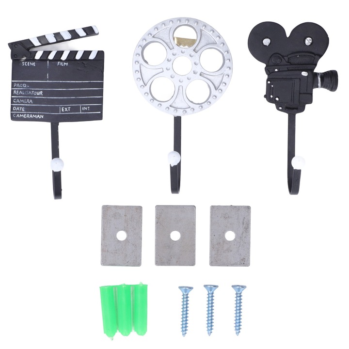 Vintage film stílusú fali akasztók Modern dekoratív fogasok kulcsoknak, ruháknak, kabátoknak, táskáknak