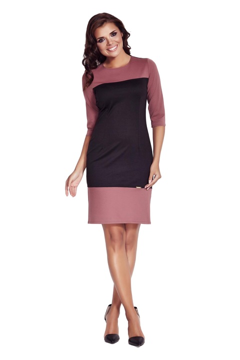 Rochie A078, Awama, Poliester, Negru/Roz