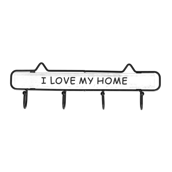 Fából készült fogas, Jormftte, ruhatartó, fehér, falra szerelhető