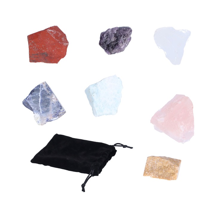 7 darab csakra kristálykő készlet egyensúlyhoz tárolózsákkal, Jormftte, többszínű