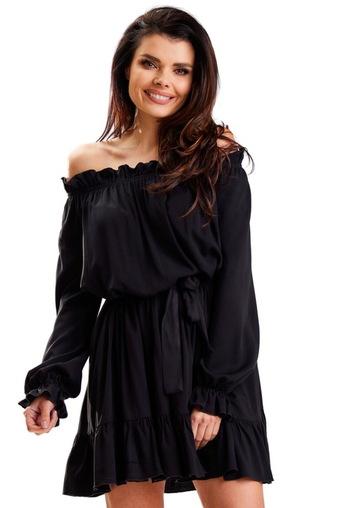 Rochie A578, Awama, Viscoza/Poliester, Negru