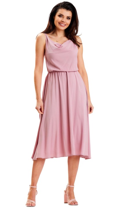 Rochie A579, Awama, Viscoza/Poliester, Roz