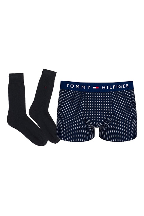 Tommy Hilfiger, Boxeralsó és hosszú szárú zokni szett, Fehér/Tengerészkék
