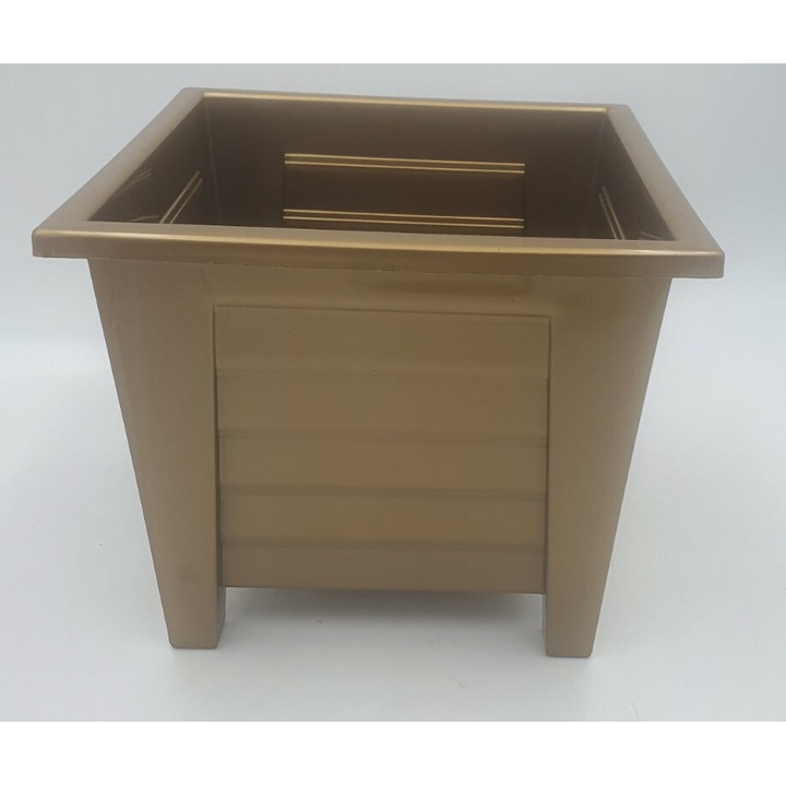 Ghiveci patrat POLPLAST 21cm, aurie, set mix de culori