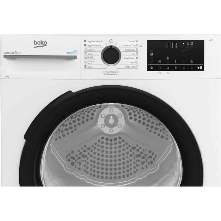 Сушилня Beko BM3T48249W, Термопомпа, 8 кг, 15 програми, Клас A+++, Мотор ProSmart Inverter, Aquawave, Бял