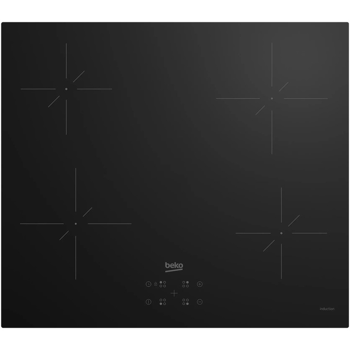 Плот за вграждане Beko HII64400QT, Индукция, 4 зони за готвене, Сензорно управление, Quick&Easy Clean, Система за защита от прегряване, 60 см, Черен