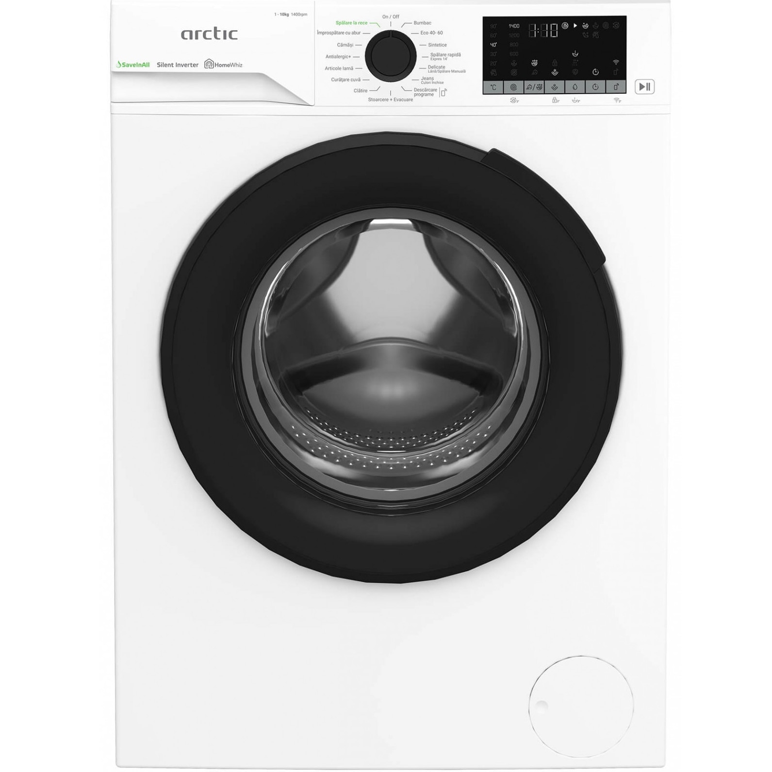 Masina de spalat rufe Arctic APLM3WFSU310411W, 10 Kg, 1400 RPM, Motor Silent Inverter, Drum Clean+Steam, Child Lock, Anticrease, Digital Display, Add-In, Clasa A, Alb