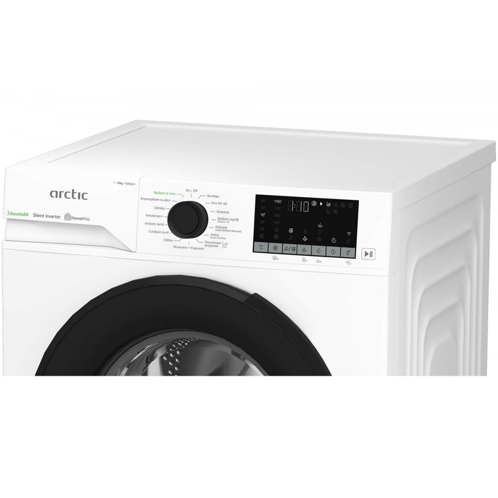 Masina de spalat rufe Arctic APLM3WFSU310411W, 10 Kg, 1400 RPM, Motor Silent Inverter, Drum Clean+Steam, Child Lock, Anticrease, Digital Display, Add-In, Clasa A, Alb