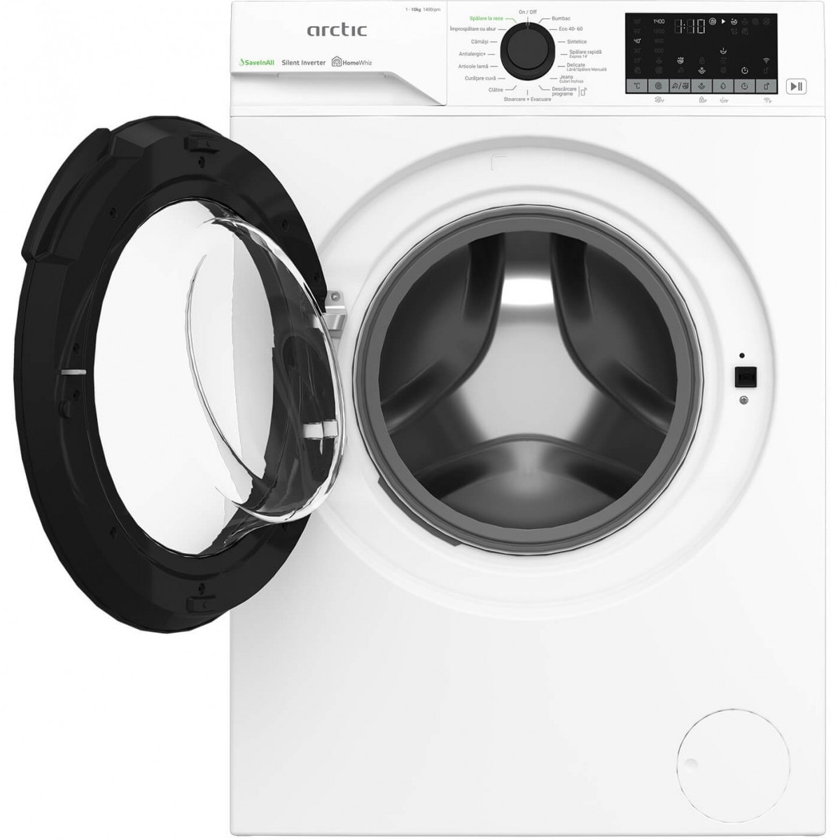 Masina de spalat rufe Arctic APLM3WFSU310411W, 10 Kg, 1400 RPM, Motor Silent Inverter, Drum Clean+Steam, Child Lock, Anticrease, Digital Display, Add-In, Clasa A, Alb