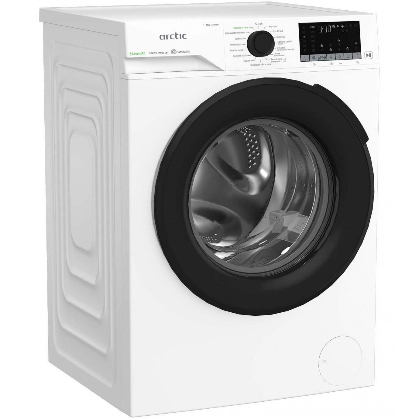 Masina de spalat rufe Arctic APLM3WFSU310411W, 10 Kg, 1400 RPM, Motor Silent Inverter, Drum Clean+Steam, Child Lock, Anticrease, Digital Display, Add-In, Clasa A, Alb