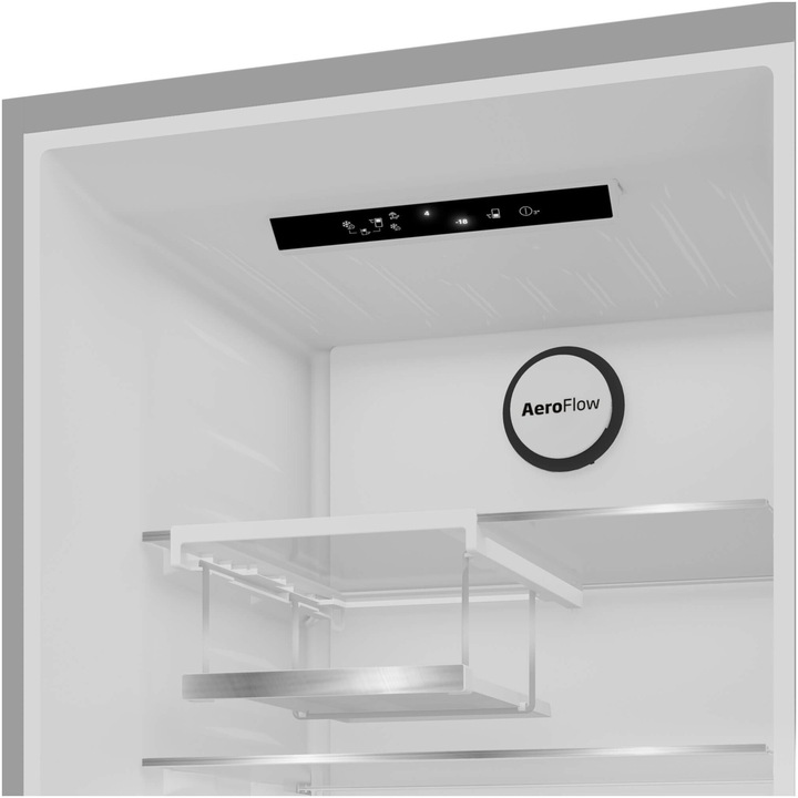 Combina frigorifica Beko B5RCNA365HDXB, 316 l, No Frost, 316 l, HarvestFresh, AeroFlow, Fast Freeze, Clasa D, H 186.5 cm, Inox