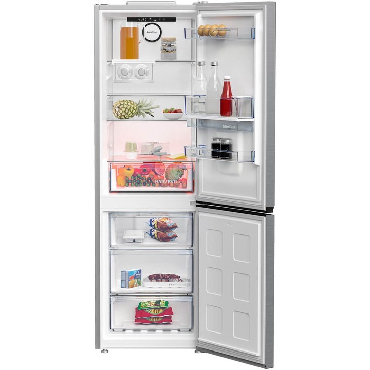 Combina frigorifica Beko B5RCNA365HDXB, 316 l, No Frost, 316 l, HarvestFresh, AeroFlow, Fast Freeze, Clasa D, H 186.5 cm, Inox