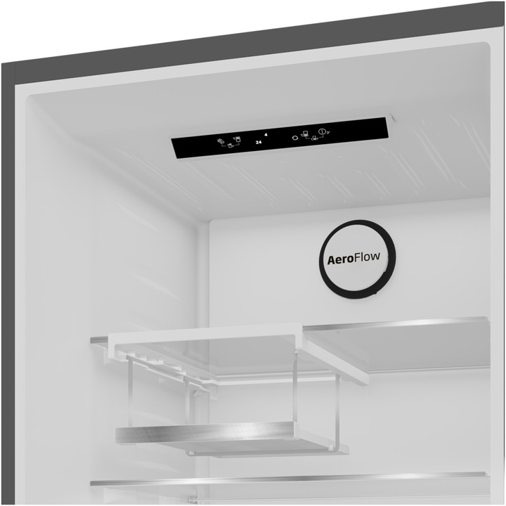 Combina frigorifica Beko B5RCNA405HDXBR1, 355 l, No Frost, HarvestFresh, AeroFlow, Clasa D, H 203.5 cm, Dark Inox
