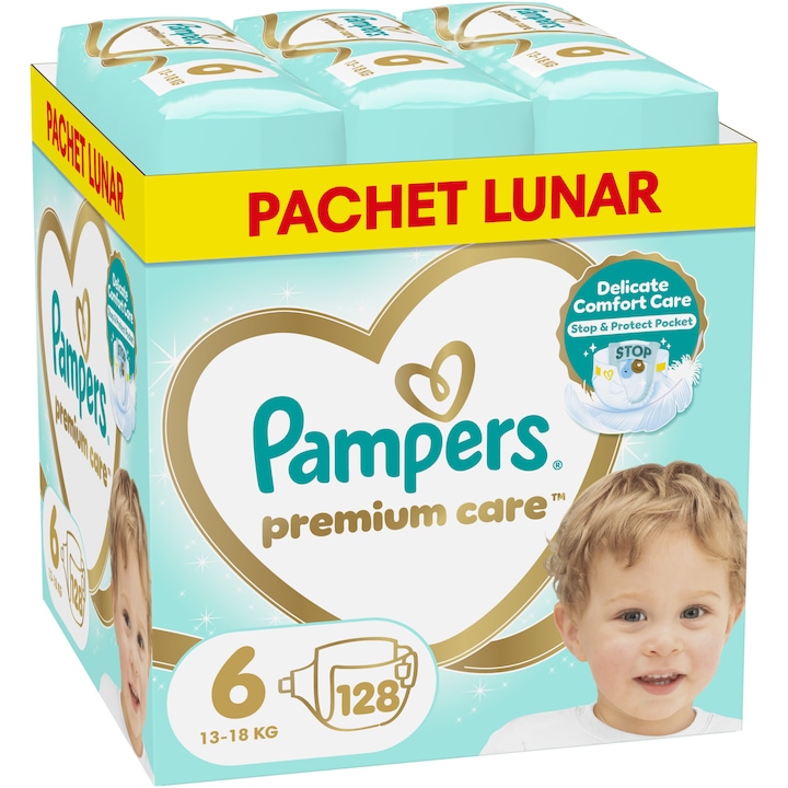 Пелени Pampers Premium Care XXL Box, Размер 6, 13-18 кг, 128 броя