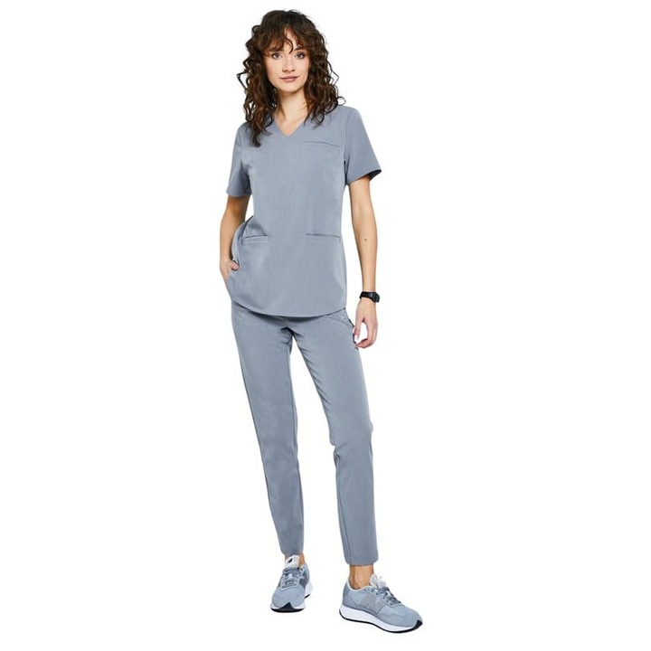 Medical pantaloni slip-on for women MEDHOODIE pentru medici si asistenta - pantaloni de lucru medical elegant si comfortable with banda elastica - imbracaminte de lucru pantaloni de alaptare XS Shark Grey 5906476404036