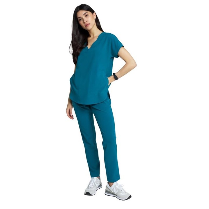 Pantaloni medical pentru dama, MEDHOODIE, Poliester, Albastru, L