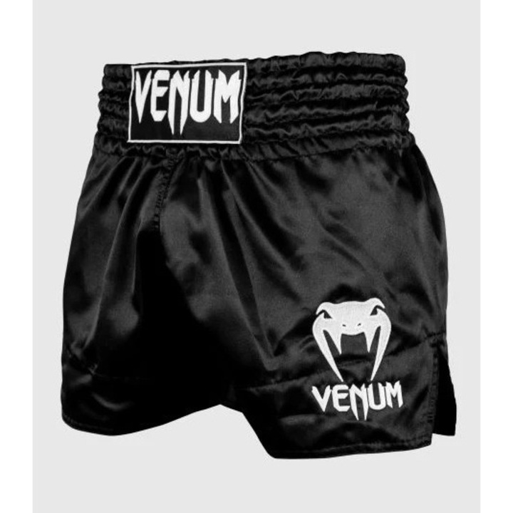 Pantaloni Muay Thai, Venum, Classic, Din poliester, Negru/alb, Alb/Negru