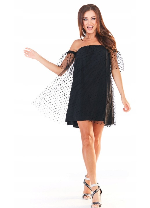 Rochie A355, Awama, Poliester/Elastan, Negru